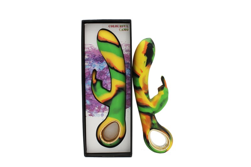 Colourful Camo Dini heating rabbit vibrator green IPX4 - ClubX Australia