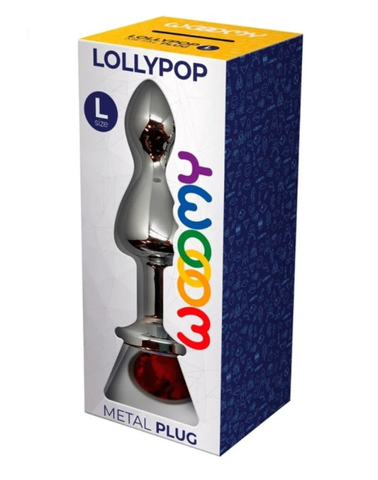 Wooomy Lollypop Double Ball Metal Butt Plug Red Large - ClubX Australia