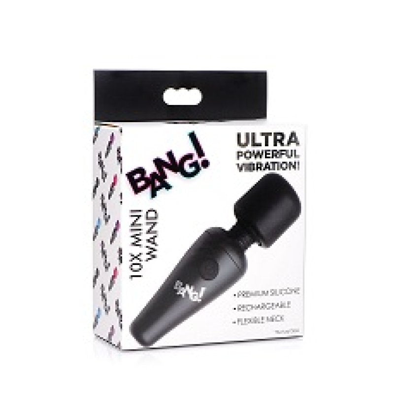 Bang 10X vibrating mini silicone wand Black - ClubX Australia