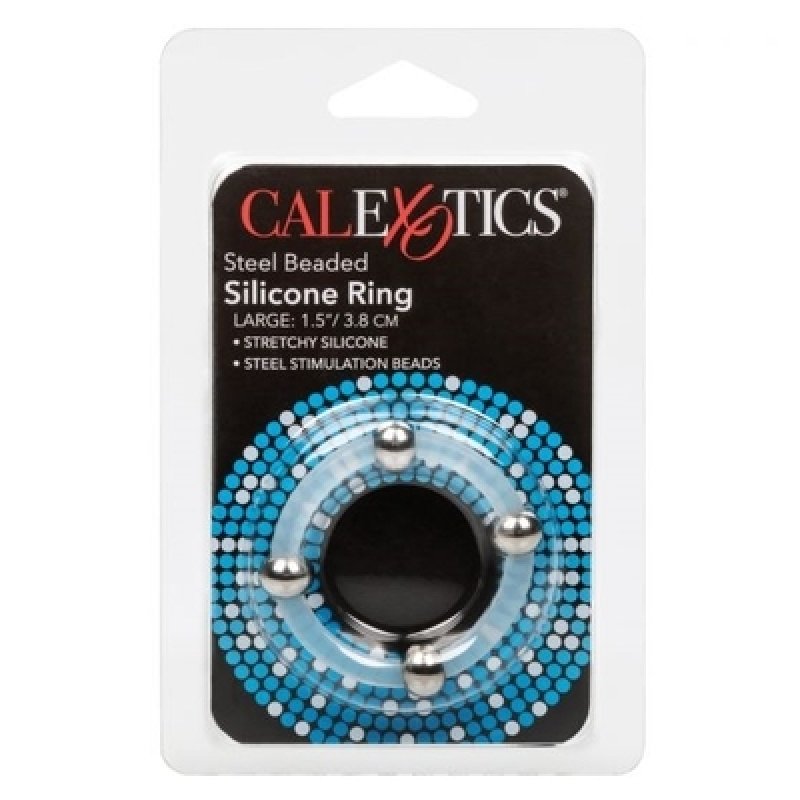 CalExotics Steel Beaded Silicone Cock Ring Large - ClubX Australia