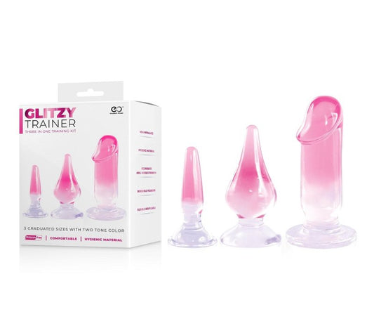Excellent Power Glitzy Trainer 3 in 1 anal trainer kit Pink - ClubX Australia