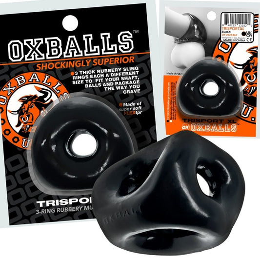 Oxballs Tri-Sport XL thicker 3-ring cocksling Black OXBalls