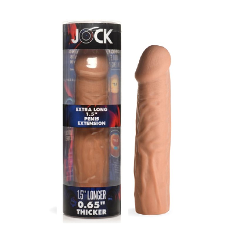 Jock Extra Long 1.5" Penis Extension Sleeve- Medium Cock Ring Curve Toys