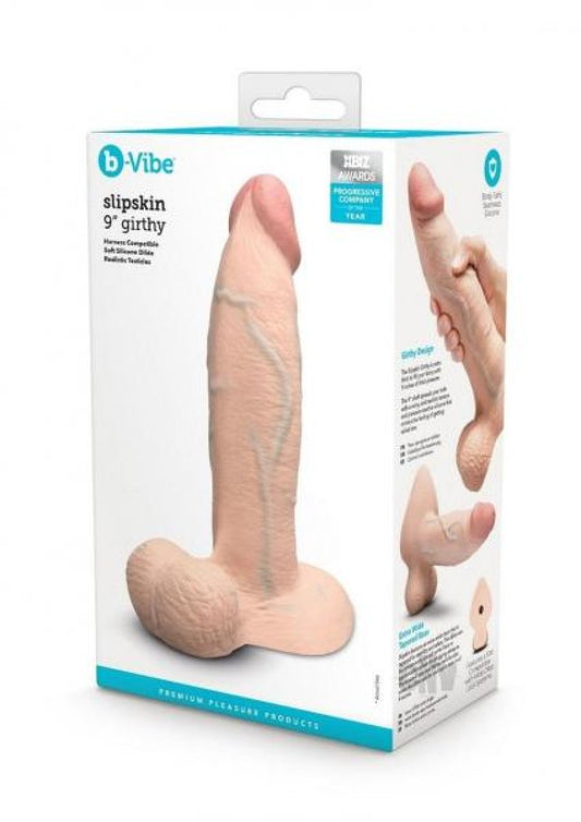 b-Vibe Slipskin Realistic Silicone Dildo - 9" Girthy Cream COTR
