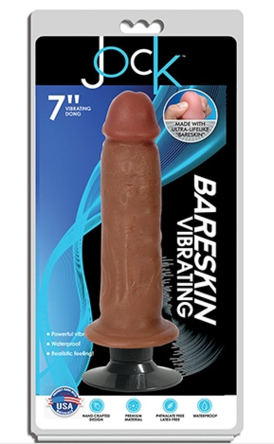 Jock 7" Bareskin Vibrating Dong No Balls latte Curve Toys