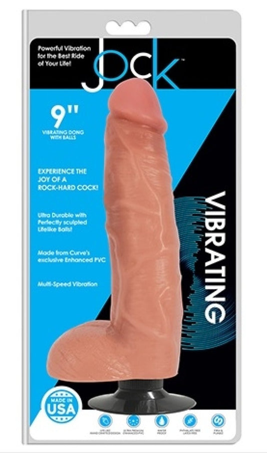 Jock 9" Vibrating Dong With Balls Vanilla Curve Toys