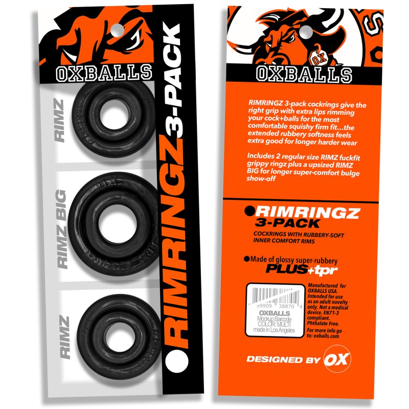 Oxballs Rimringz multi size 3-pack Black OXBalls