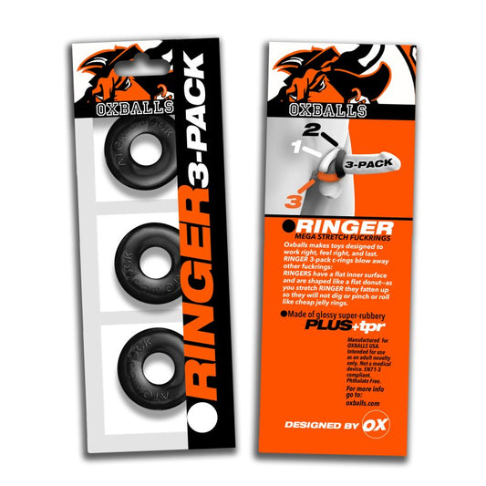 Oxballs Ringer 3-pack of Do-Nut-1 cockrings Black OXBalls