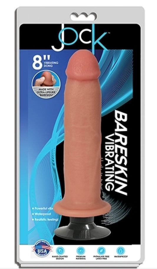 Jock 8" Bareskin Vibrating Dong No Balls Vanilla Curve Toys