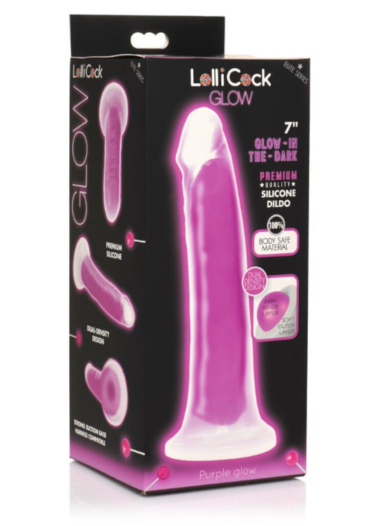 Lollicock 7" Glow-in-the-Dark Silicone Dildo Purple Curve Toys