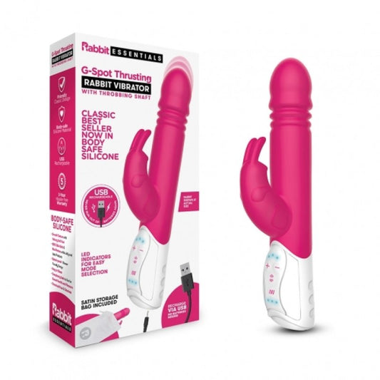 Rabbit Essentials Rechargeable G-Spot Thrusting Rabbit - Hot Pink Electric Eel, Inc