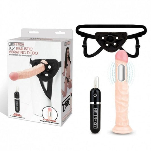 Lux Fetish 8.5" Realistic Vibrating Dildo & Strap-on Harness Set Electric Eel, Inc