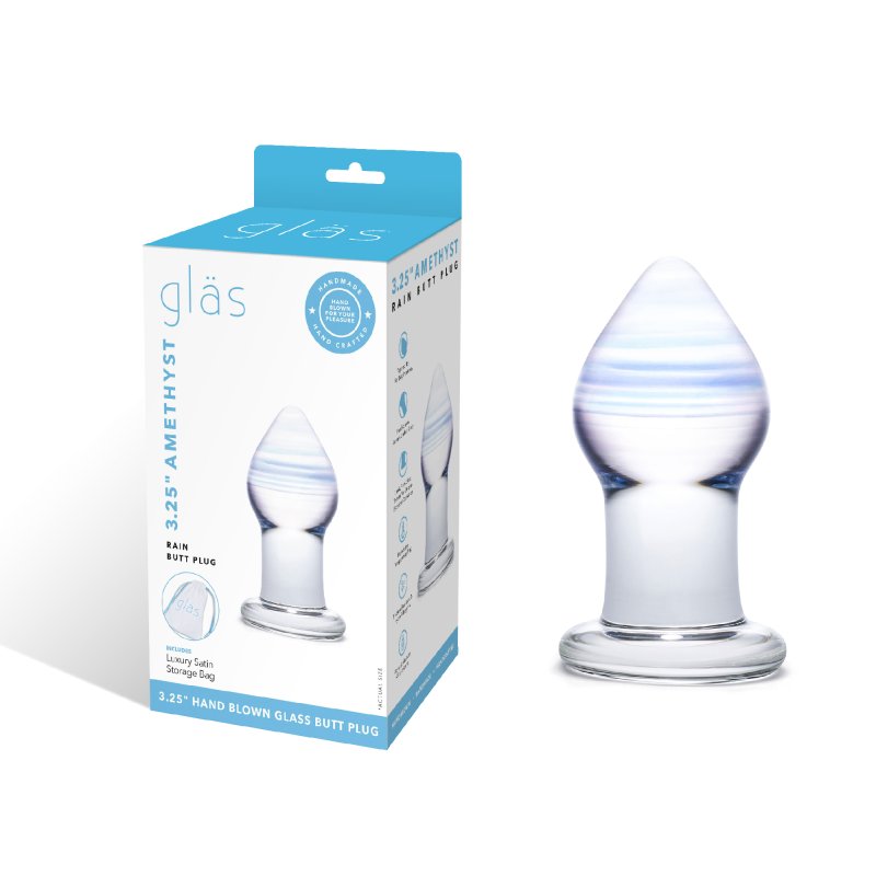 Glas 3.25" Amethyst Rain Butt Plug Electric Eel, Inc