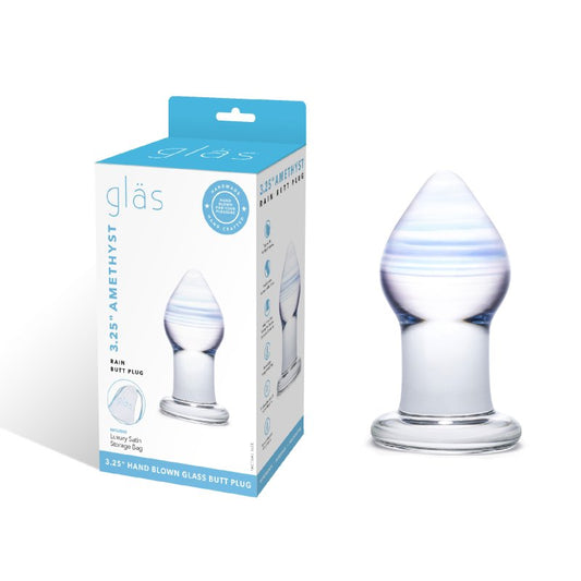 Glas 3.25" Amethyst Rain Butt Plug Electric Eel, Inc