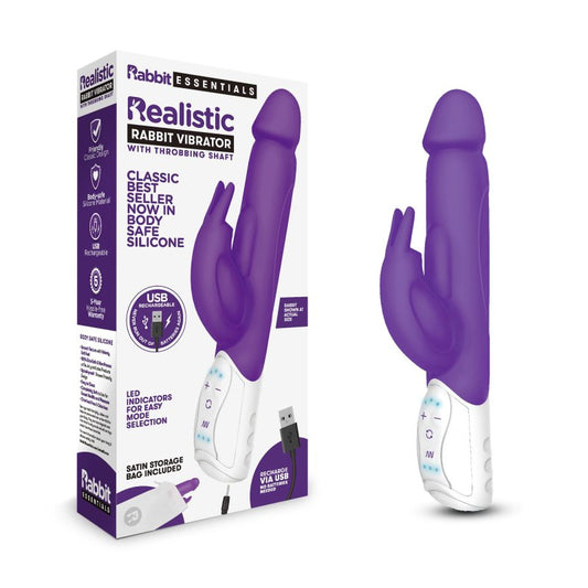 Rabbit Essentials Rechargeable Realistic Rabbit Purple Electric Eel, Inc