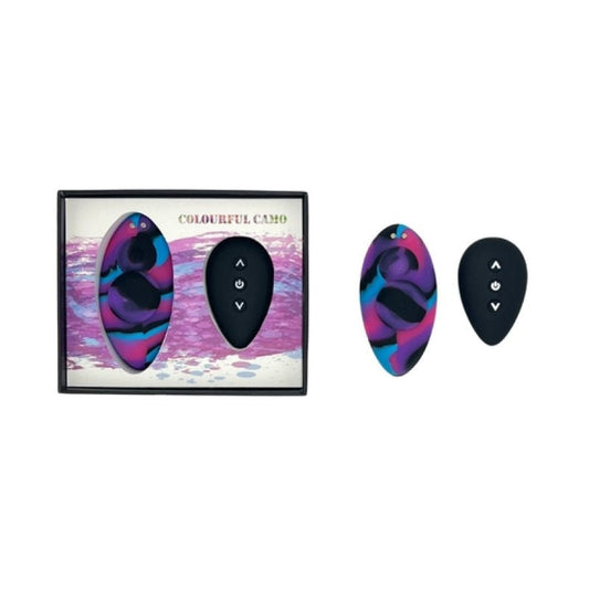 Colourful Camo Remote Control Panty Vibe Blue Colourful Camo