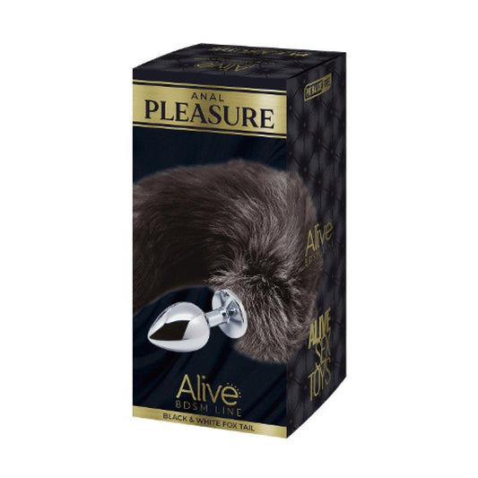 Alive Black and White Fox Tail Plug - M Adrien Lastic
