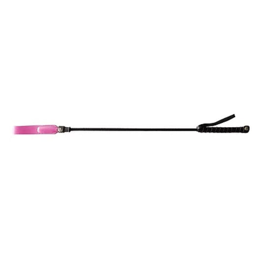 Rouge Long Riding Crop Slim Leather Pink Tip 24" Bondage Gear Rouge