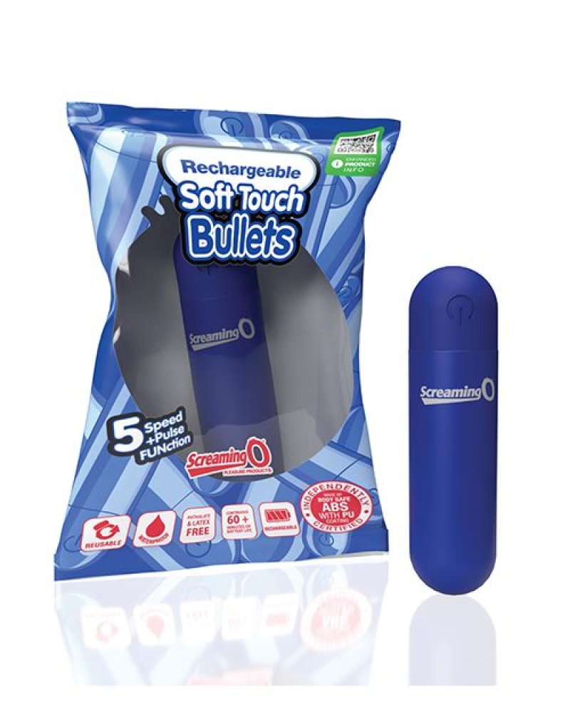 Screaming O Soft Touch Rechargeable Bullets - Blue Screaming O