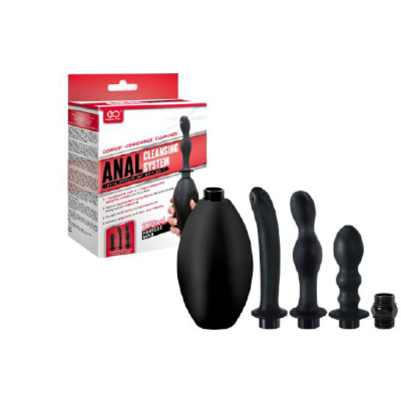 Excellent Power anal douche set with bulb Black - ClubX Australia