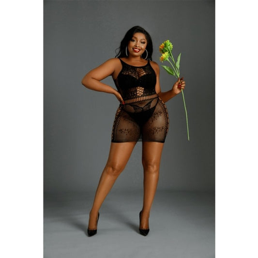 Moonlight Plus Model 01 Black Bodystocking Dress - ClubX Australia