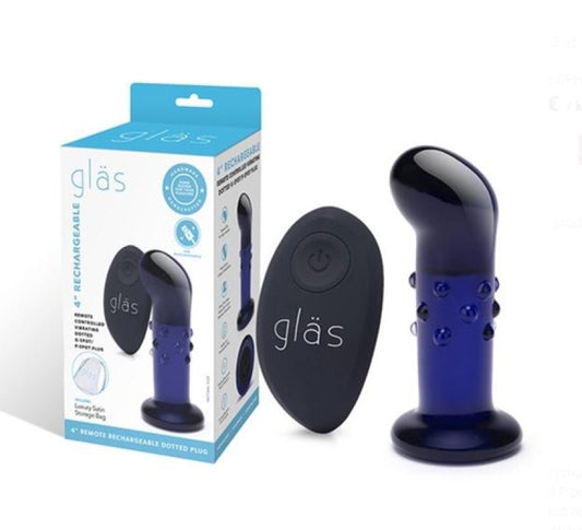 Glas 4" Rechargeable Remote Controlled Vibrating Dotted G-Spot/P-Spot Plug Electric Eel, Inc