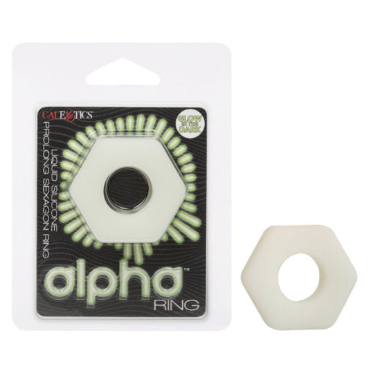 Alpha Liquid Silicone Glow-In-The-Dark Prolong Sexagon Ring Calexotics