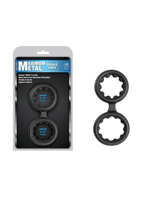 Excellent Power Maximum Metal 2 In 1 Silicone Ornament Black Cock Ring Excellent Power