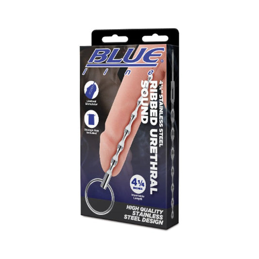 Blue Line 4.25" Stainless Steel Ribbed Urethral Sound Electric Eel, Inc