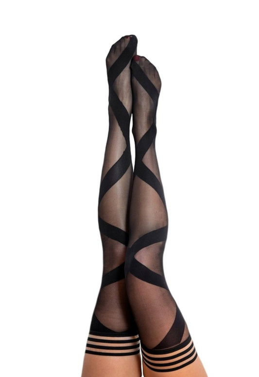 Kixies Jackie Black Ballet Thigh-High Stockings Size B - ClubX Australia