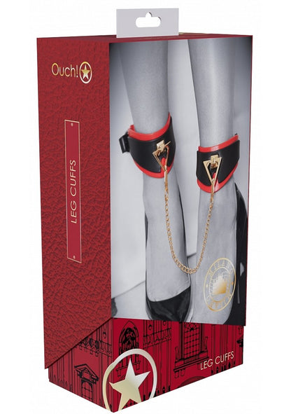OUCH! Milan Collection - Leg Cuffs - Black/Red Restraints Shots Toys