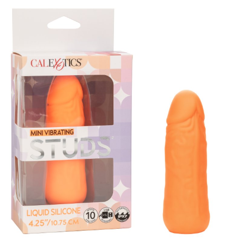Calexotics Mini Vibrating Studs® - 4.25"/10.75cm - Orange Dildo Calexotics