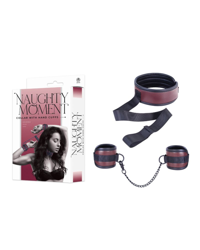 Excellent Power Naughty Moment collar with hand cuffs Red - ClubX Australia