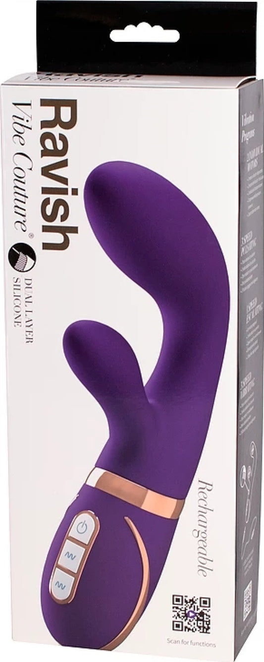 Vibe Couture Ravish Purple rabbit vibrator with flexible tip - ClubX Australia