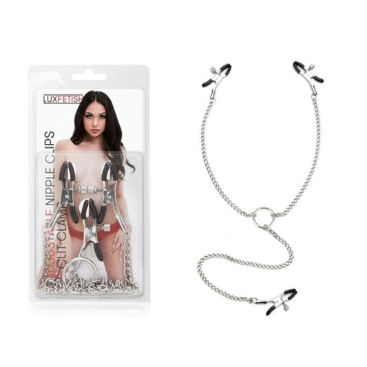 Lux Fetish Adjustable Nipple Clamps & Clit Clamp Electric Eel, Inc