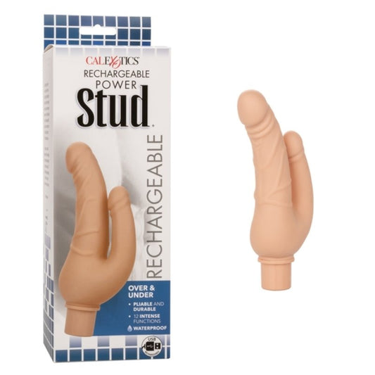 Calexotics Power Stud Over & Under Rechargeable - Ivory Dildo Calexotics
