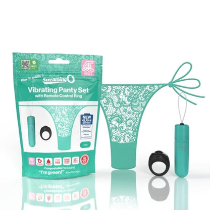 Vibrating Panty Set W/ Remote Ring 4T High Pitch Treble - Kiwi