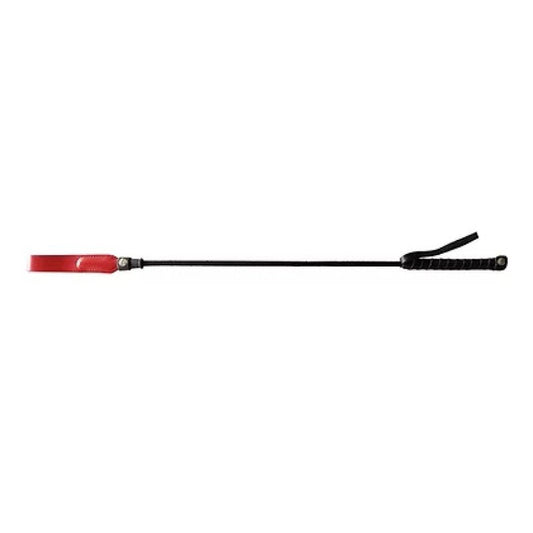 Rouge Long Riding Crop Slim Leather Red Tip 24" Bondage Gear Rouge
