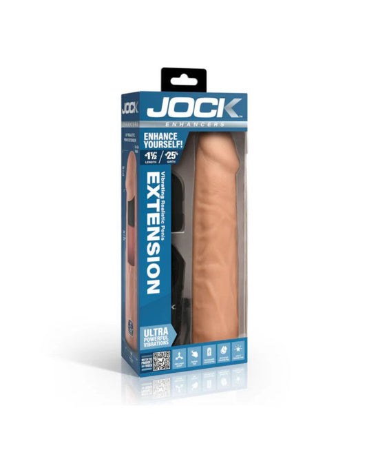 Jock Enhancers 1.5" Vibrating Penis Extension w/ Remote - Light Cock Ring Curve Toys