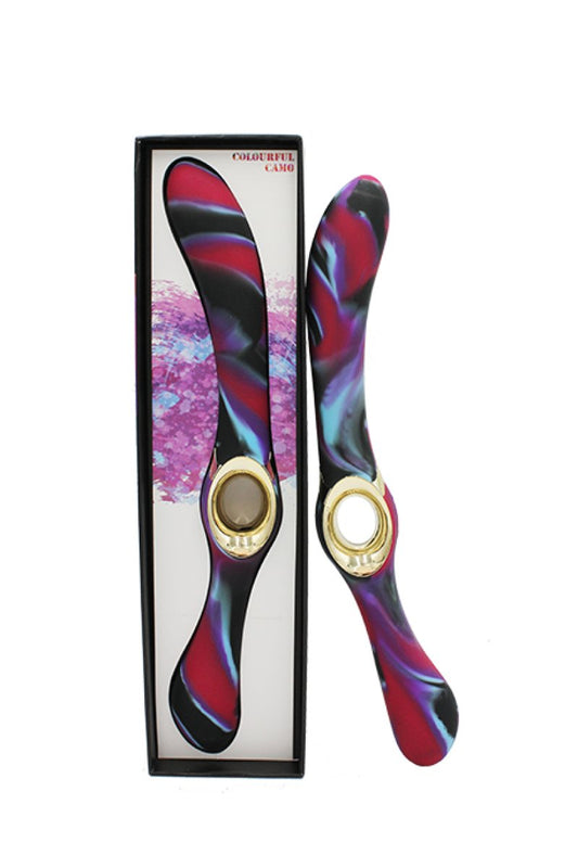 Colourful Camo Entice double-ended vibrator blue rechargeable - ClubX Australia