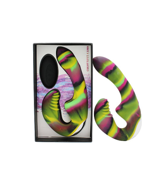 Colourful Camo Tandem Remote Control Strapless Strap-on Yellow Colourful Camo