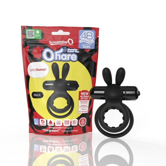 Screaming O 4B Ohare Black rabbit-style vibrating cock ring - ClubX Australia