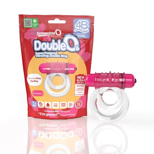 Screaming O 4B DoubleO 6 Strawberry vibrating dual cock ring - ClubX Australia