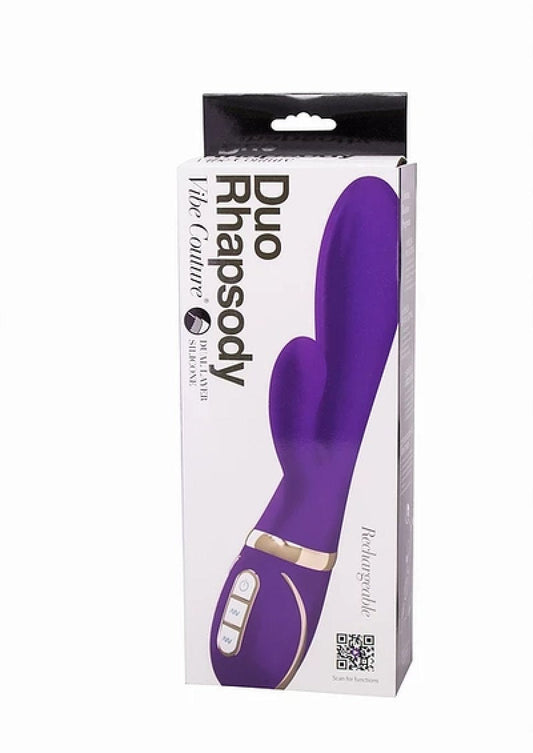 Vibe Couture Duo Rhapsody Purple rabbit vibrator with wiggling shaft - ClubX Australia