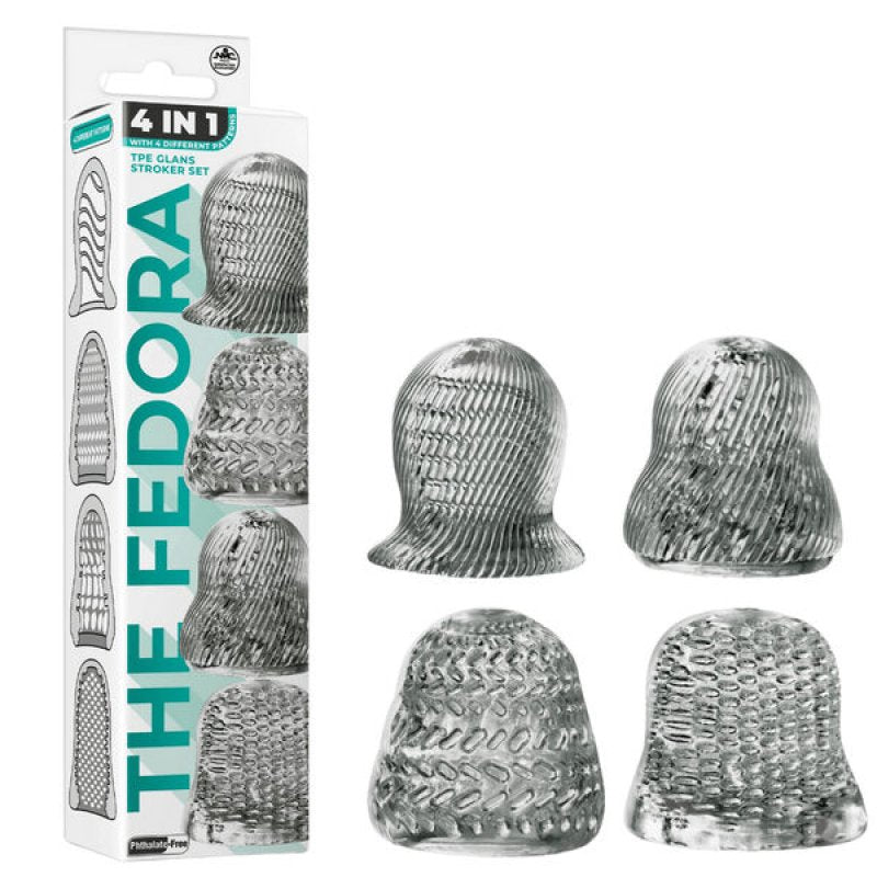 Excellent Power The Fedora 4 set masturbator sleeves with cock ring Transparent Black - ClubX Australia