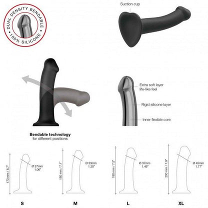 Strap On Me Dual Density Dildo Black Medium Strap-on-me