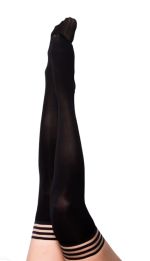 Kixies DANIELLE Black Solid Opaque Thigh Highs - Black - Size D Kixies