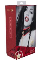 OUCH! Milan Collection - Collar with Leash - Black/Red Restraint