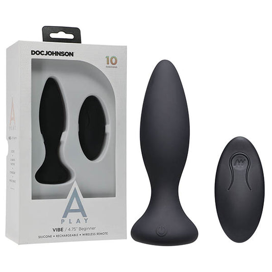 A-Play - Vibe - Beginner - Rechargeable Silicone Anal Plug Black - Club X