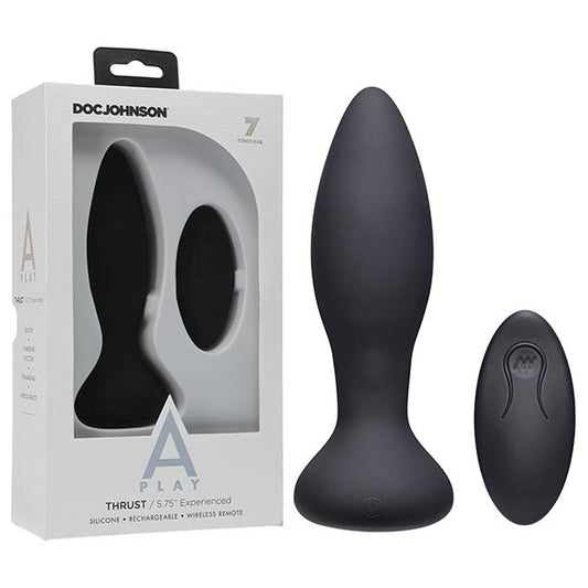 A-Play - Thrust - Experienced - Rechargeable Silicone Anal Plug Black - Club X